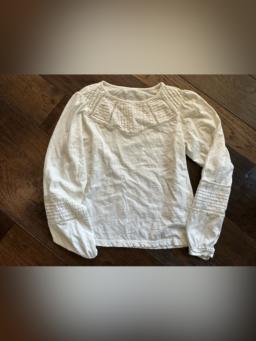 Lands End White Embroidered Peasant Blouse- size Medium